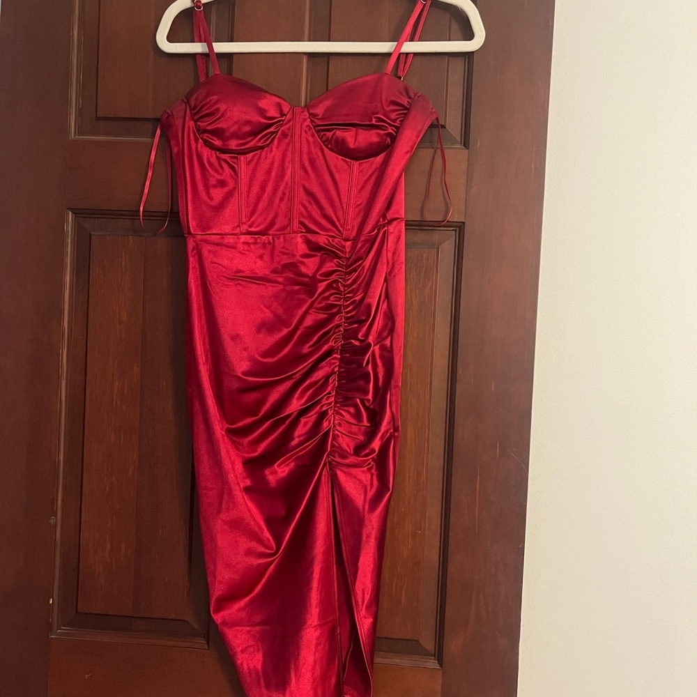 Elegant Red Satin Dress